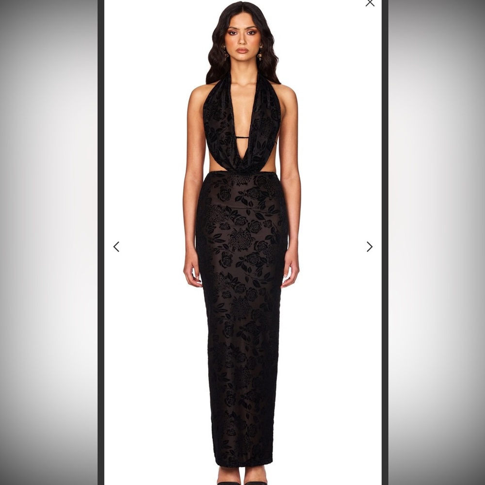 Nookie Isabella Maxi Black Floral Backless Dress
